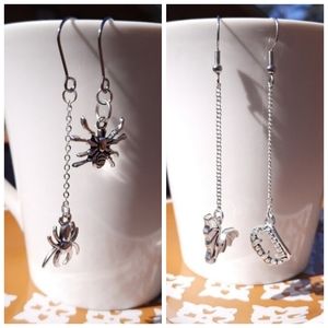 Spider Chain Earrings & Fang Bat Chain Earrings Bundle